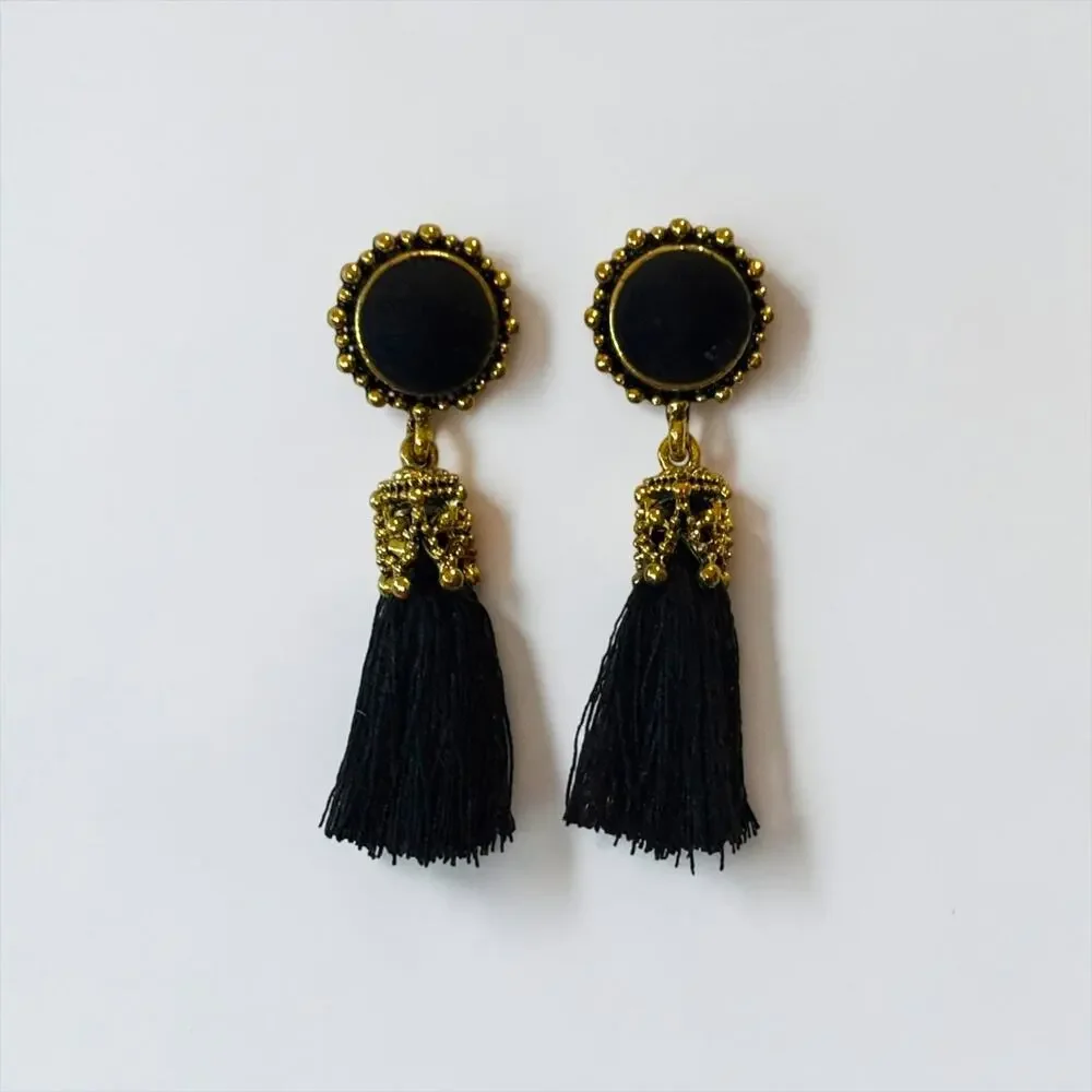 Vintage Women Velvet Black Earrings